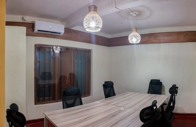 Think Point executive workspaces in airconditioned area with mini-library access and surrounding plants